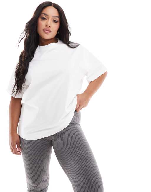 Camiseta blanco envejecido de corte cuadrado extragrande de tejido grueso de secado rápido Icon de 4505 Curve 
