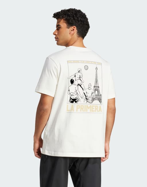 Camiseta blanco hueso con diseño del Real Madrid de tejido grueso de algodón de adidas Football