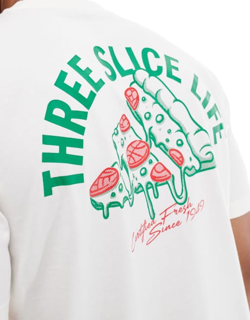Camiseta blanco hueso con estampado de pizza de adidas Sportswear, 2 de 4