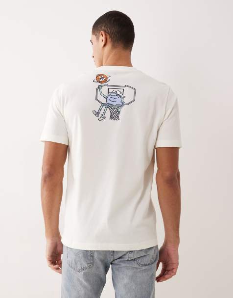 Camiseta blanco hueso con estampado gráfico Basketball World de adidas Sportswear - view 1