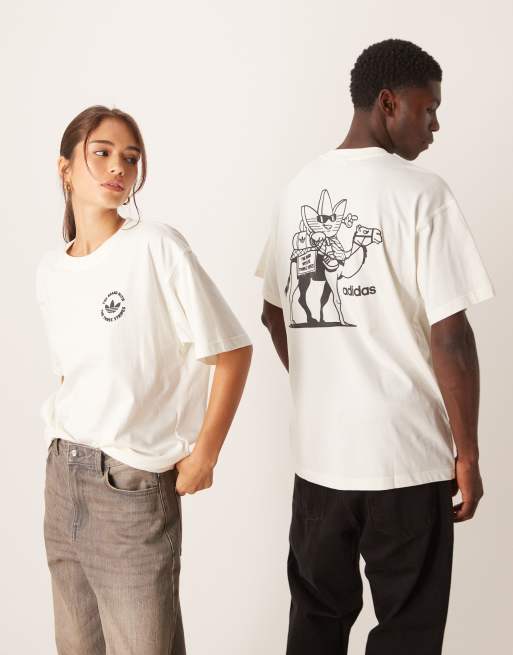 Camiseta blanco hueso con estampado gráfico de camello de adidas Originals