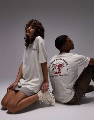 Camiseta blanco hueso con estampado gráfico en la espalda de pizza exclusiva en ASOS de Dickies - view 1