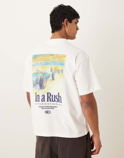 Camiseta blanco hueso con estampado gráfico trasero "Grand Prix" de Prohibited - view 1