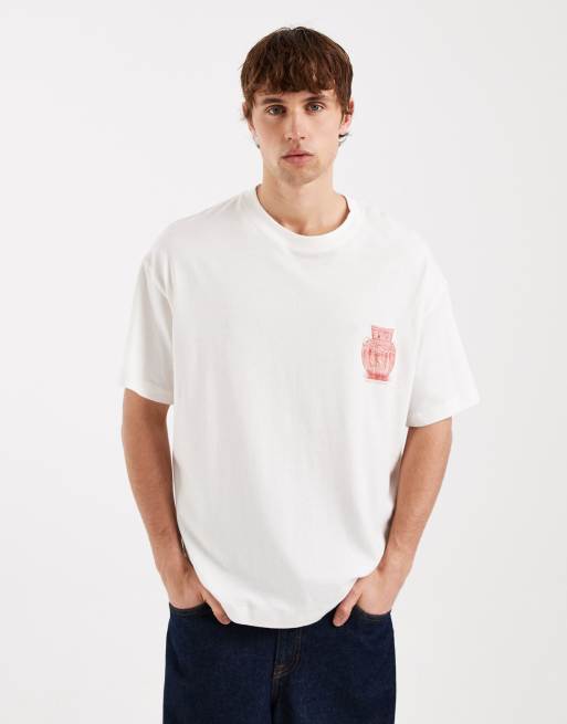 Camiseta blanco hueso con estampado trasero de estilo griego de Jack & Jones, 3 de 5