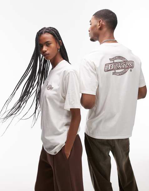 Camiseta blanco hueso con estampado trasero del logo efecto madera de Dickies - view 1