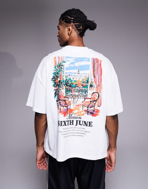 Camiseta blanco hueso con estampado trasero Views From de Sixth June - view 1