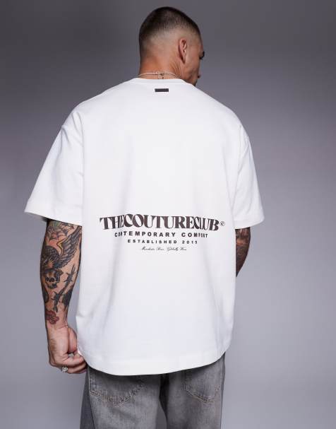 Camiseta blanco hueso con logo estampado en la espalda de tejido grueso de The Couture Club - view 1