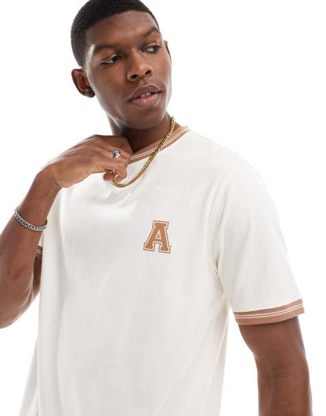 Camiseta blanco hueso con ribetes y estampado gráfico de Another Influence - view 1