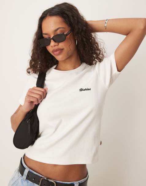Camiseta blanco hueso de corte alargado con diseño encogido y logo bordado Lewistown de Dickies - view 1