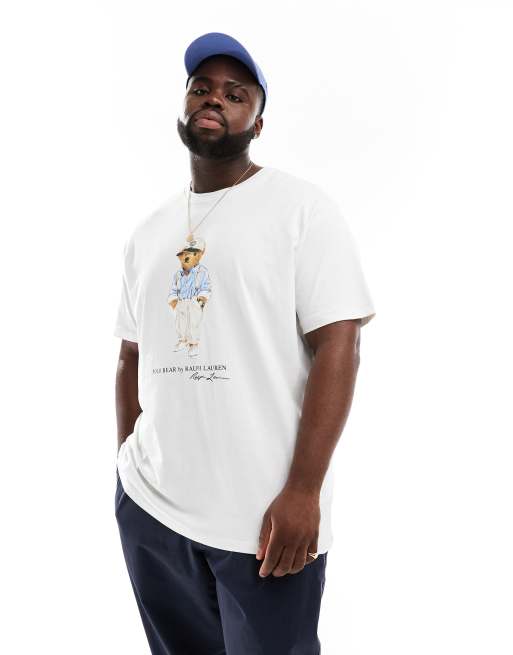 Camiseta blanco hueso de corte clásico extragrande con estampado de oso Hemingway de Polo Ralph Lauren Big & Tall