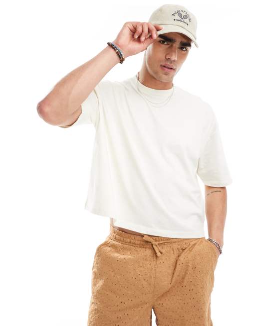 Camiseta blanco hueso de corte cuadrado extragrande con estampado abstracto en la espalda de ASOS DESIGN, 3 de 4