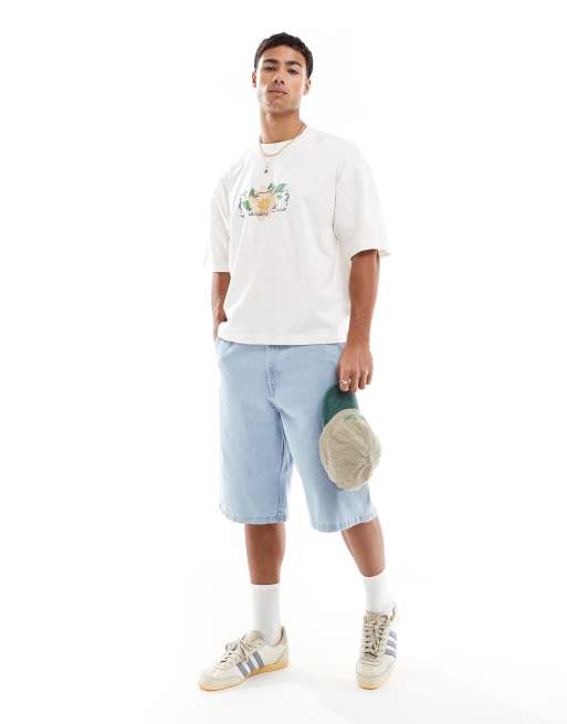 Camiseta blanco hueso de corte cuadrado extragrande con estampado gráfico de flores de ASOS DESIGN, 2 de 4