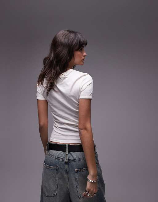 Camiseta blanco hueso de corte slim New York de Tommy Jeans, 2 de 4