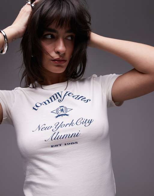Camiseta blanco hueso de corte slim New York de Tommy Jeans, 4 de 4