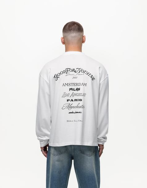 Camiseta blanco hueso de manga larga con estampado en la espalda de Good For Nothing - view 1