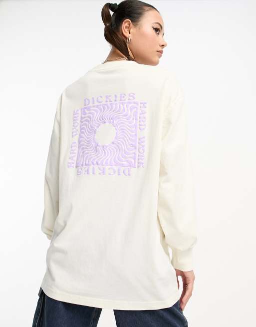Camiseta blanco hueso de manga larga con estampado en la espalda Oatfield de Dickies 