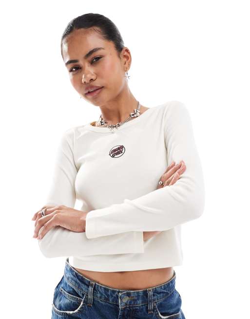 Camiseta blanco hueso de manga larga con logo Partial Dot de Santa Cruz