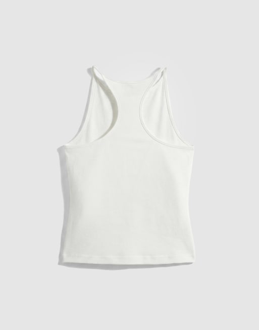 Camiseta blanco hueso de tirantes y corte slim con espalda de nadadora de Weekday, 6 de 7