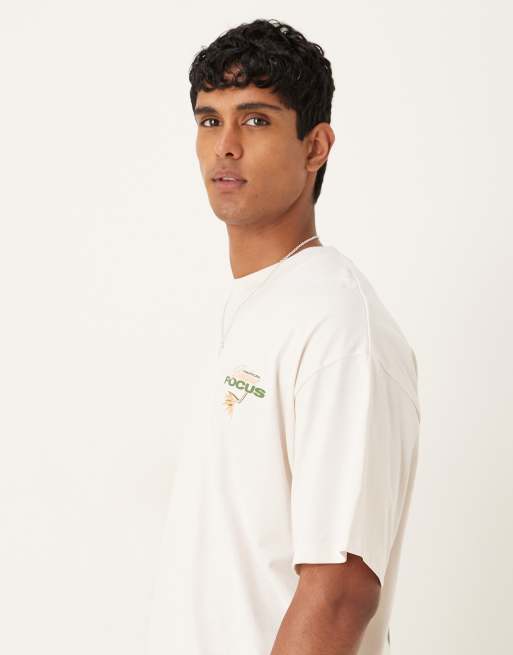 Camiseta blanco hueso extragrande con estampado botánico en la espalda de Selected , 4 de 5