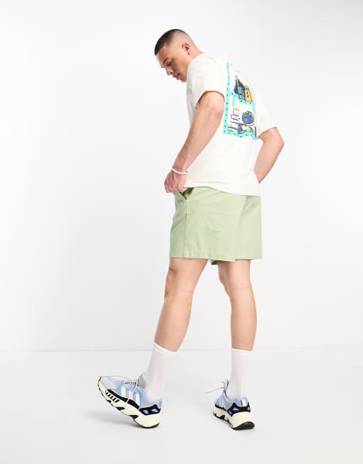 Camiseta blanco hueso extragrande con estampado de estante en la espalda de Selected Homme