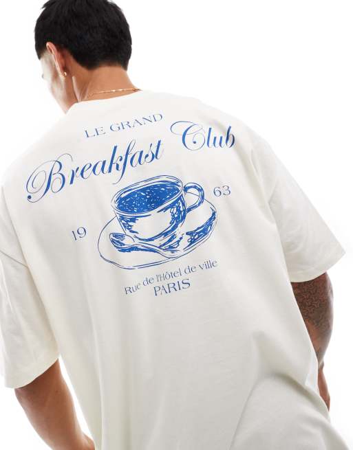 Camiseta blanco hueso extragrande con estampado de texto en la espalda de ASOS DESIGN
