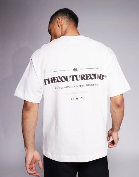 Camiseta blanco hueso extragrande con logo estampado en el pecho y la espalda de The Couture Club - view 1