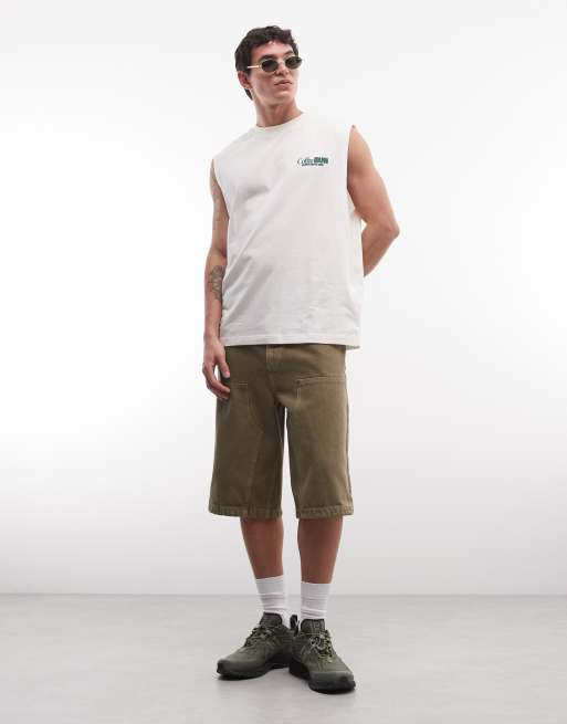 Camiseta blanco hueso extragrande sin mangas con estampado de café de ASOS DESIGN, 2 de 5
