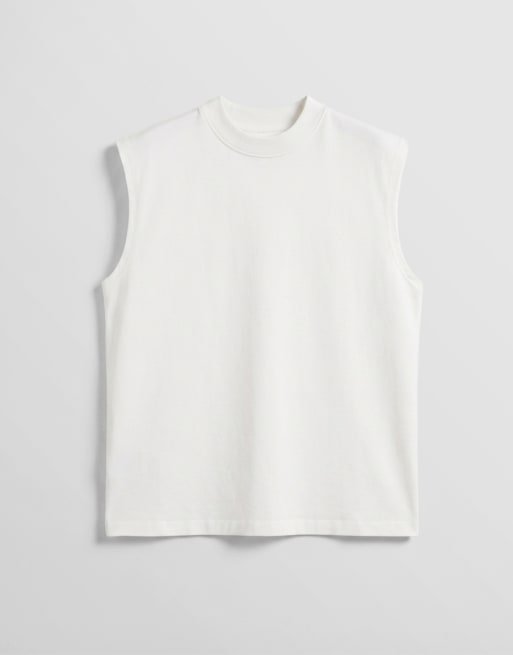Camiseta blanco hueso extragrande sin mangas con estampado gráfico de playa de ASOS DESIGN, 6 de 7