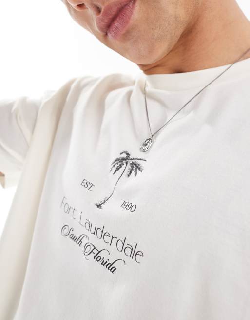 Camiseta blanco hueso holgada con estampado de texto "Florida" de ASOS DESIGN, 2 de 4