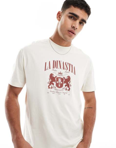 Camiseta blanco hueso holgada con estampado en el pecho de ASOS DESIGN - view 1