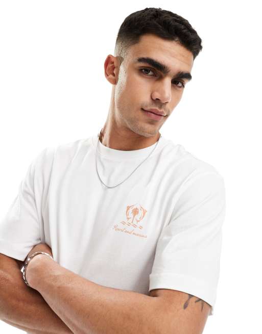 Camiseta blanco hueso holgada con estampado en la espalda "Amalfi Coast" de ONLY & SONS, 2 de 4