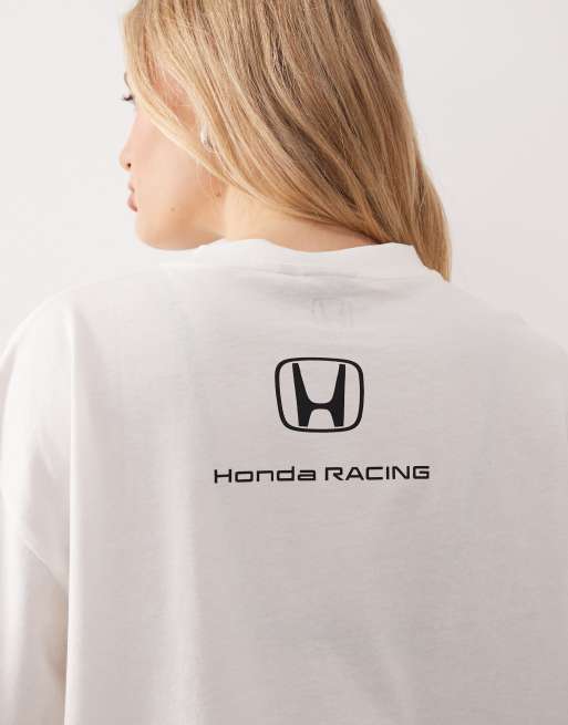 Camiseta blanco hueso unisex extragrande con estampado de coches "HRC" de ASOS DESIGN, 3 de 4