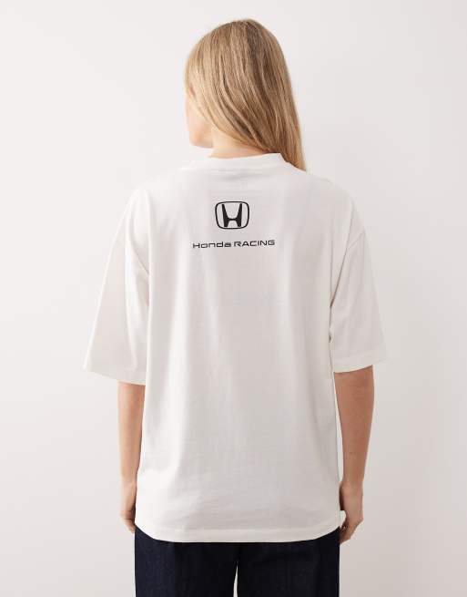 Camiseta blanco hueso unisex extragrande con estampado de coches "HRC" de ASOS DESIGN, 4 de 4