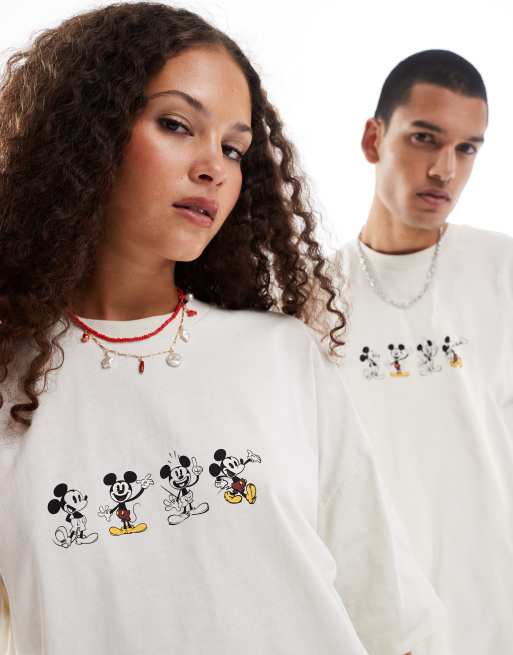 Camiseta blanco hueso unisex extragrande con estampados de Mickey Mouse de Disney de ASOS DESIGN, 2 de 4