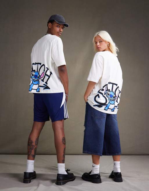Camiseta blanco hueso unisex extragrande con estampados de Stitch de Disney de ASOS DESIGN, 3 de 4