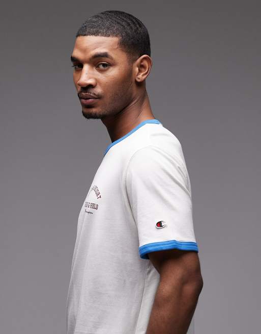 Camiseta blanco hueso y azul con estampado gráfico Ringer de Champion, 4 de 5