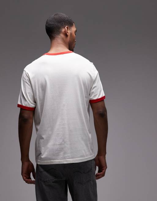 Camiseta blanco hueso y roja con estampado gráfico Ringer de Champion, 3 de 5