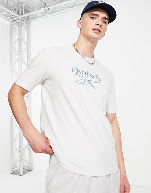 Hombre Tops | Camiseta blanco jaspeado con logo delineado de Reebok - MH03443
