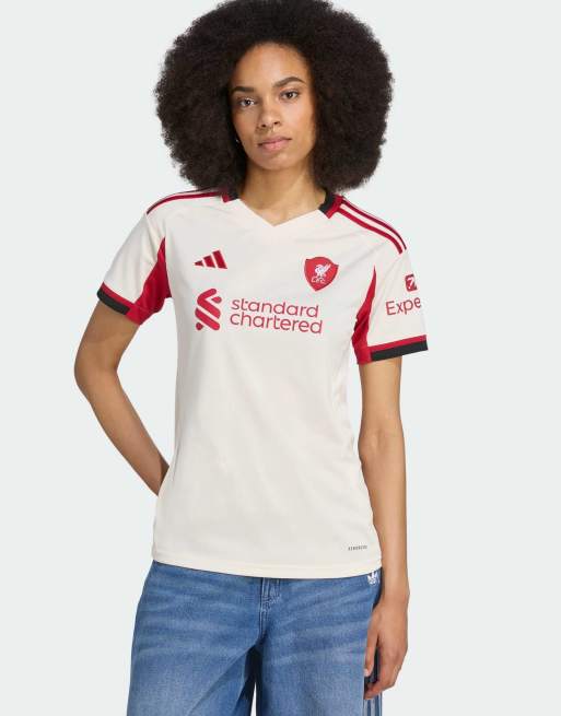Camiseta blanco maravilla con diseño de la segunda equipación del Liverpool FC 25/26 de adidas Performance
