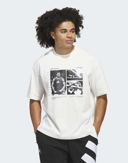Camiseta blanco nube con diseño de Anthony Edwards de adidas Performance