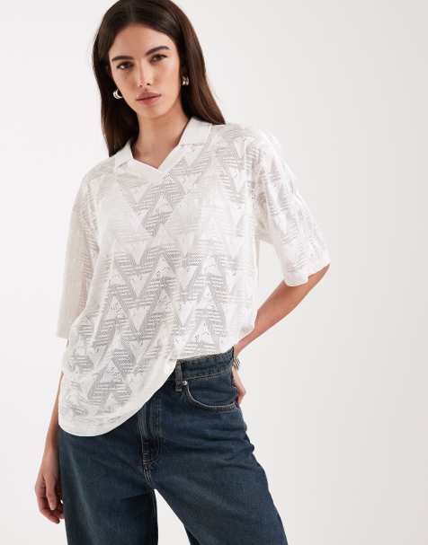 Camiseta blanco nube de fútbol de encaje de adidas Originals - view 1