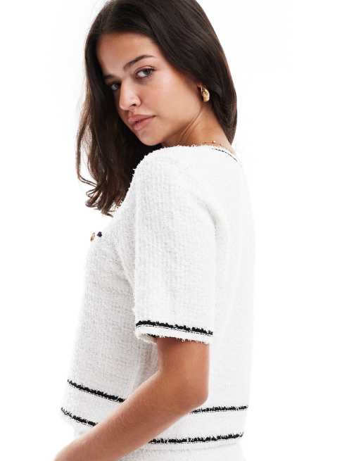 Camiseta blanco porcelana de punto texturizado de Forever New (parte de un conjunto), 4 de 4