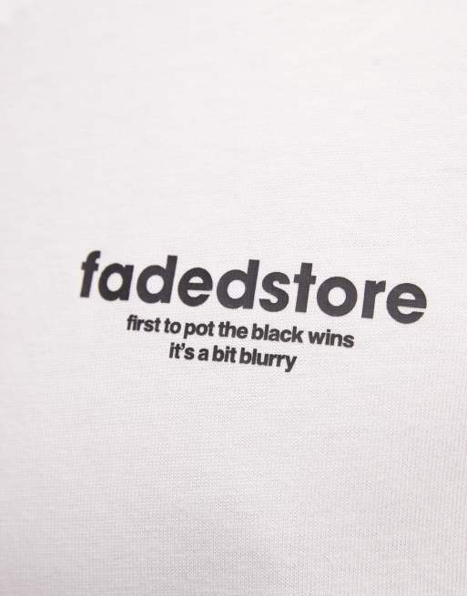 Camiseta blanco tiza con logo y estampado de billar en la espalda de Faded Store, 4 de 5
