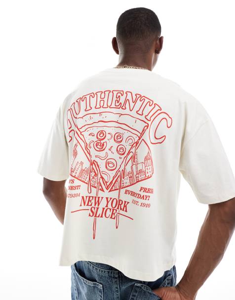 Camiseta blanco tofu de corte cuadrado extragrande con estampado gráfico de dibujo de ASOS DESIGN - view 1