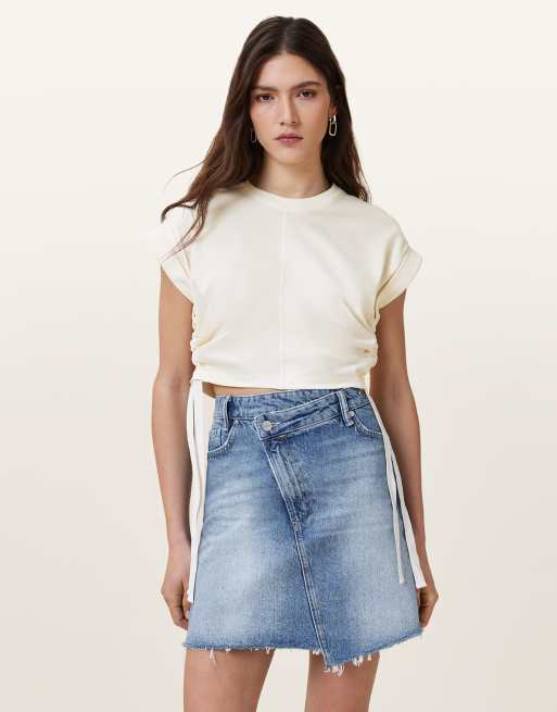 Camiseta blanco tofu de satén Mira de AllSaints, 3 de 6