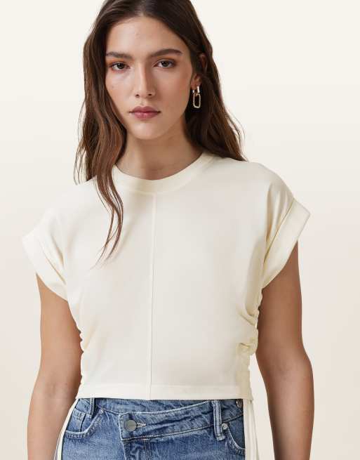 Camiseta blanco tofu de satén Mira de AllSaints, 4 de 6