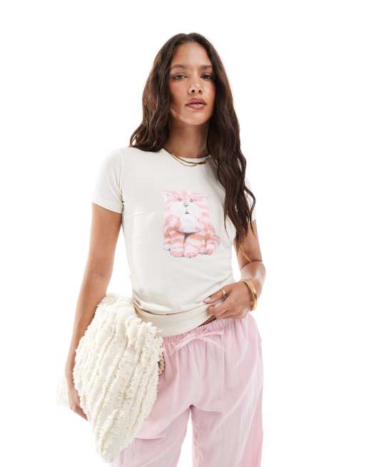Camiseta blanco vintage con diseño encogido y estampado gráfico de Daisy Street x Bagpuss