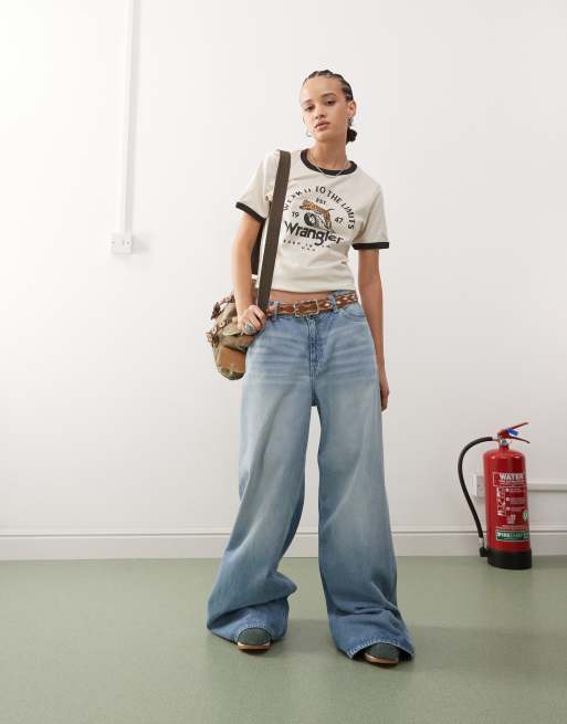 Camiseta blanco vintage con estampado en el pecho y ribetes de Wrangler, 2 de 4