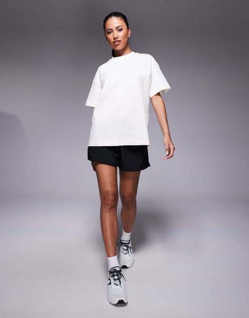 Camiseta blanco vintage extragrande de algodón grueso con acabado de secado rápido Icon de 4505