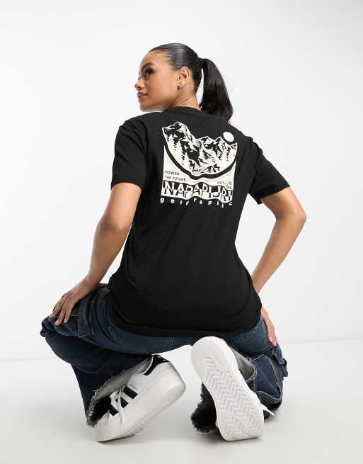 Camiseta boyfriend negra con estampado en la espalda Lilo de Napapijri